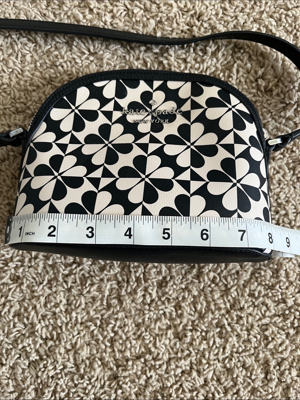 kate spade Black & Cream Geometric Floral Dome Crossbody - Picture 8 of 10